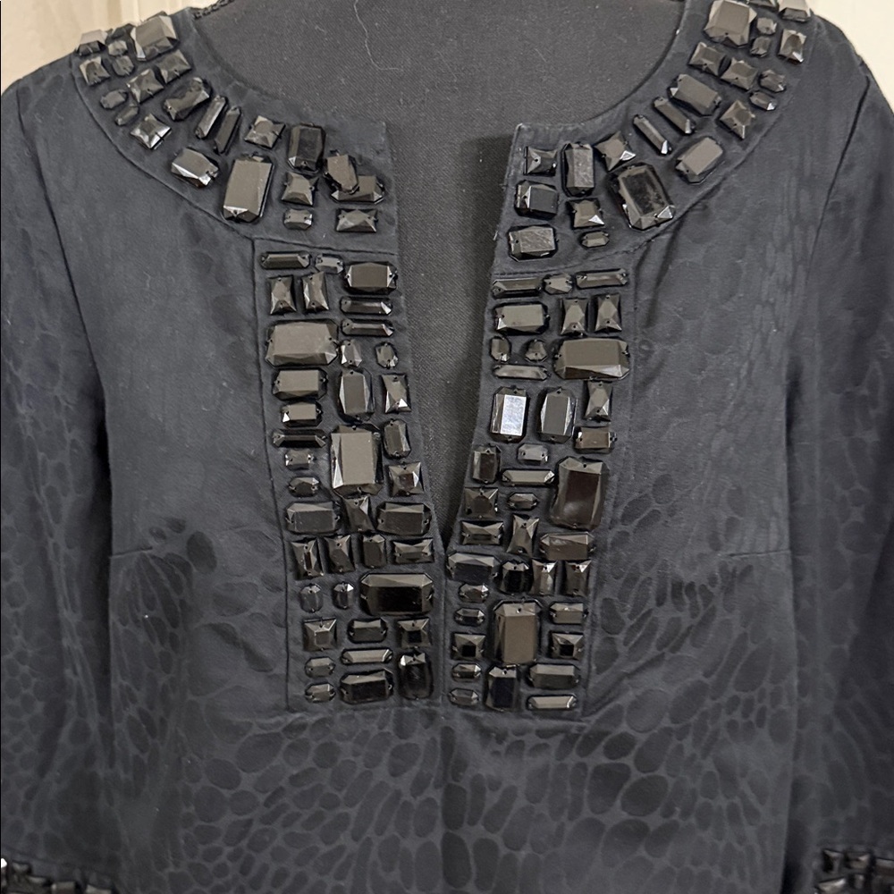 Michael Kors Black Embellished Tunic Top
